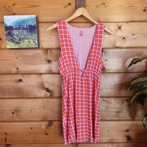 Victoria's Secret Pink 💜 Orange Swim Cover Dress‎ Plunge Stretch Comfort XS / S